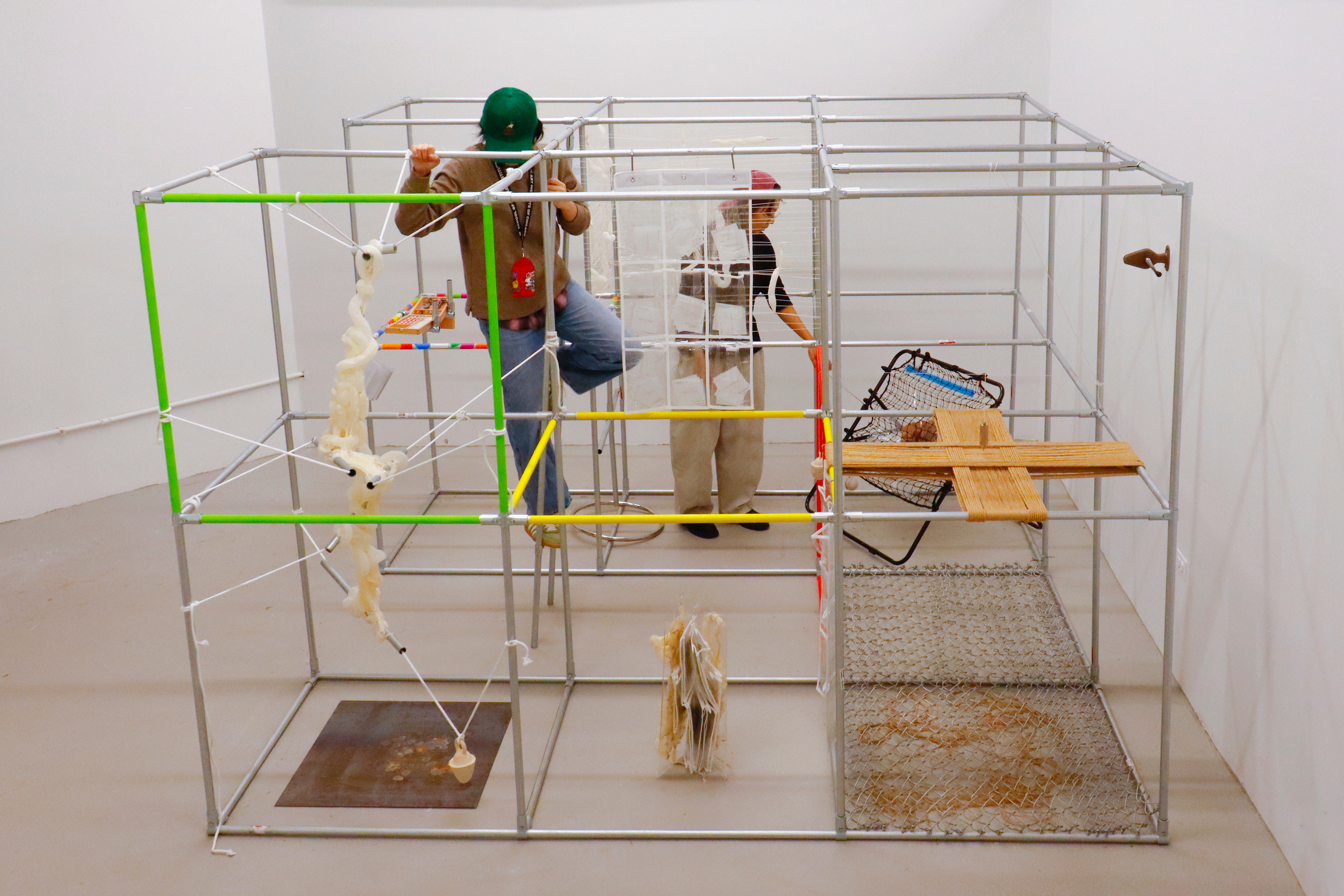 Shifting Center installation by oneg - jungle gym structure as participatory sculptural environment